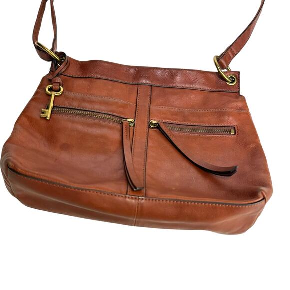 Fossil Crossbody Caitlyn Brown Leather Shoulder Handbag Tote - Picture 2 of 14